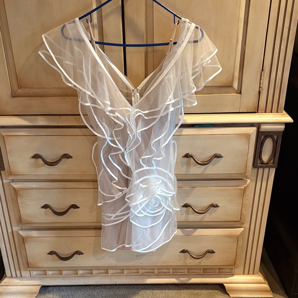 Sheer White Ruffled Dress